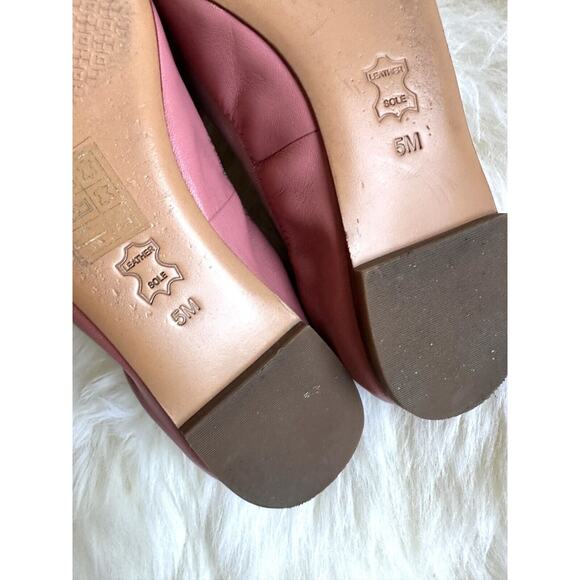 Tory Burch Soft Leather Pink Ballet Flats Gold Logo On Bow Size 5/35 Worn Once - Picture 4 of 8
